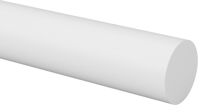 Aşınma-, Darbeye ve Kimyasallara Dayanıklı PTFE Çubuk, Sınıf 641, 1/4" Çap, 1 fit Uzunluk