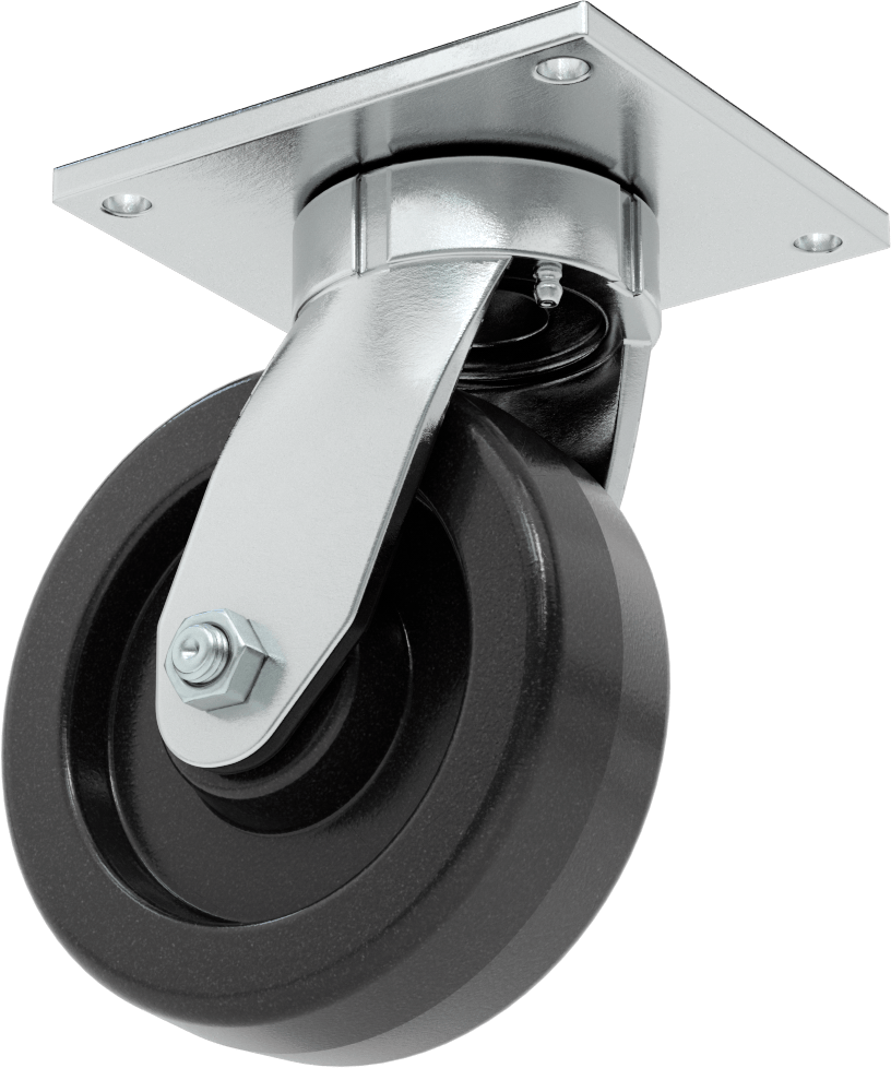 5-1/2" x 5" Plakalı Yüksek Kapasiteli Vulcan Tekerlek, 6 inç Çapında Fenolik Tekerlekli Döner Tekerlek