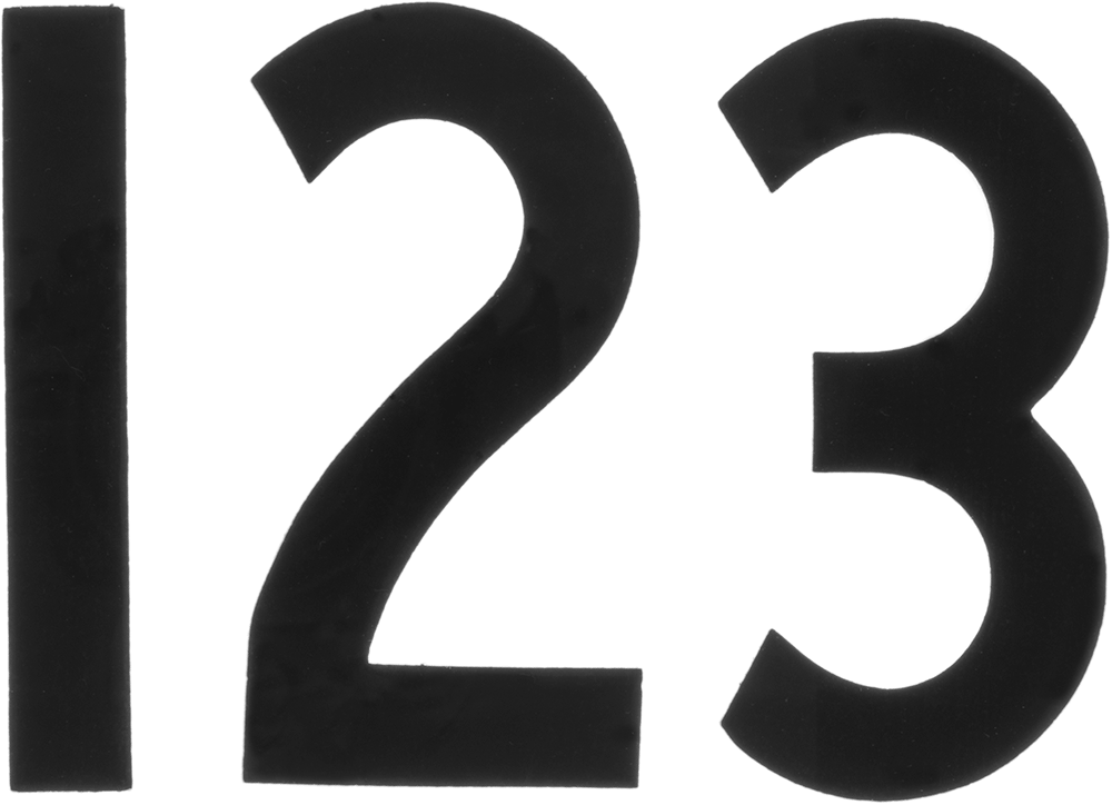 1-1/2" Yüksekliğinde Yapışkan Arka Yüzlü Numara Seti, 0-9 Arasından 10 — 1 1⁄2", Sayı, Yapıştırıcı