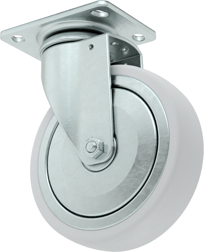 3-3/4" x 2-3/4" Plakalı Parlak Yüzeyli Tekerlek, 5" Çapında Kauçuk Tekerlekli Döner Tekerlek