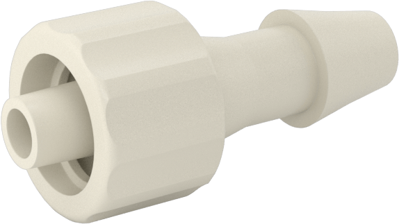 Hava ve Su için Plastik Luer Lock Tüp Bağlantısı, Naylon Tapalar, Tırnaklı, 3/16" Boru İç Çapı, Beyaz, 40 PSI Maksimum