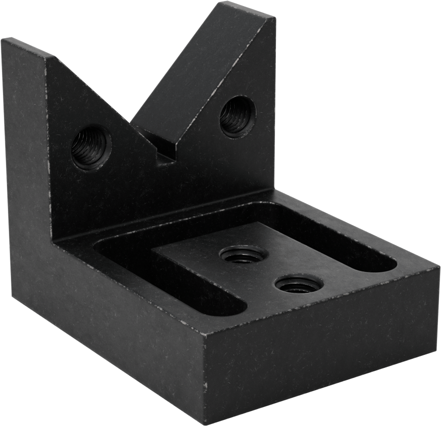 Izgara Fikstürleri için Hassas Konumlandırmalı V-Blok, Flanş Montajı, 4" Uzunluk x 3-1/8" Genişlik — 90°, 2 7⁄8", Çelik