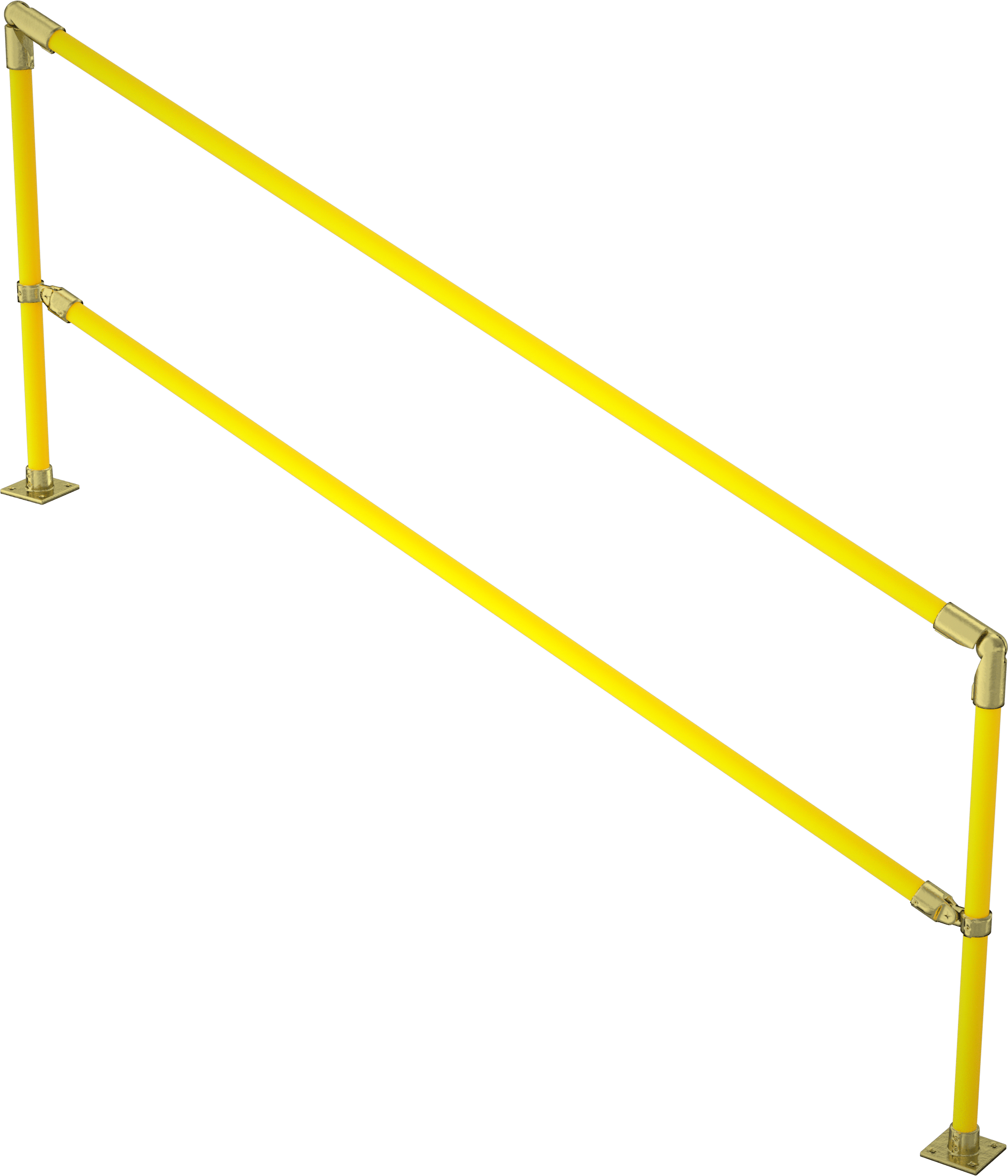Güvenlik Korkuluğu, Toz Boyalı Çelik, Eğimli, 8 ft Uzunluk — Çelik, 8 ft., Eğim