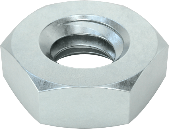 Orta Mukavemetli Çelik İnce Profilli Altıköşe Somun, Sınıf 5, Çinko Kaplamalı, 1/4"-20 Diş Boyutu