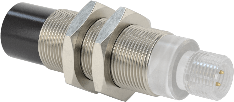 Uzun Mesafeli Metal Nesne Yakınlık Anahtarı, AC, 3 Kutuplu Mikro M12 Konektörli Çıkıntılı, 18 mm Çap