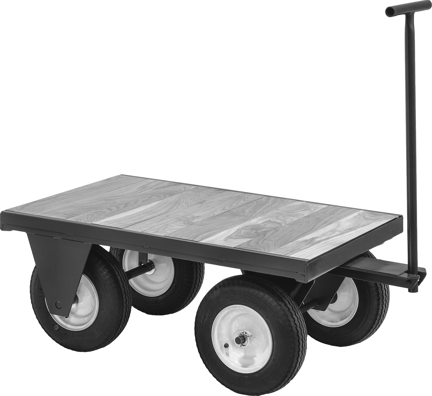 Beşinci Tekerlekli Direksiyonlu Ahşap Vagon, 2500 lbs. Kapasite, 48" Uzunluk x 30" Genişlik x 20-1/8" Yükseklik Platform