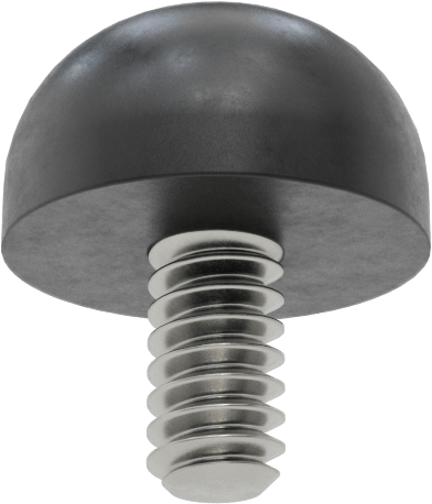 Dişli Saplama Tamponu, SBR, 6-32 Diş Boyutu, 1/4" Diş Uzunluğu, 7/16" Dış Çap, Durometre 60A