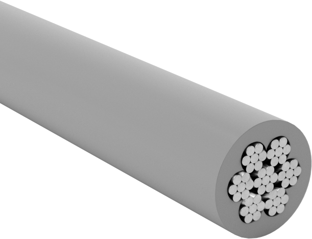 Naylon Kaplı Tel Halat, Galvanizli Çelik, 0.047" Çap, 1/16" Çaplı, Kaplamalı