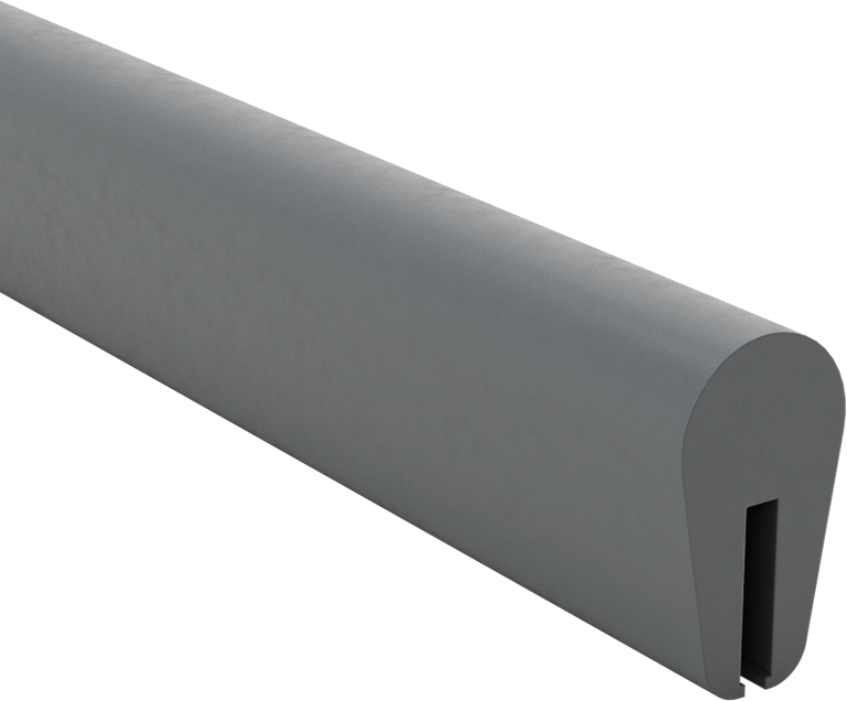 Neopren Süsleme, 1/16" Genişlik x 5/16" İç Yükseklik, 10' Uzunluk — 1⁄16", Gri, 37⁄64"
