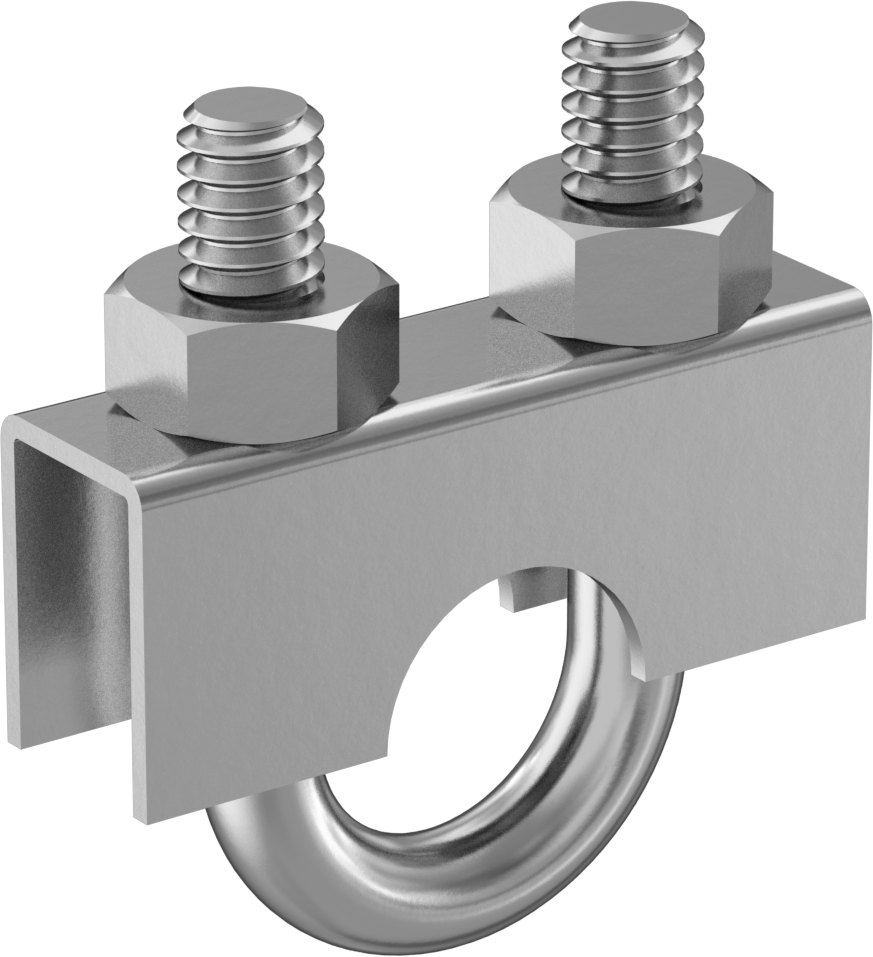 Sıkıştırma U-Cıvatası, Çinko Kaplı Çelik, 1/4"-20 Diş Boyutu, 9/16" İç Çap