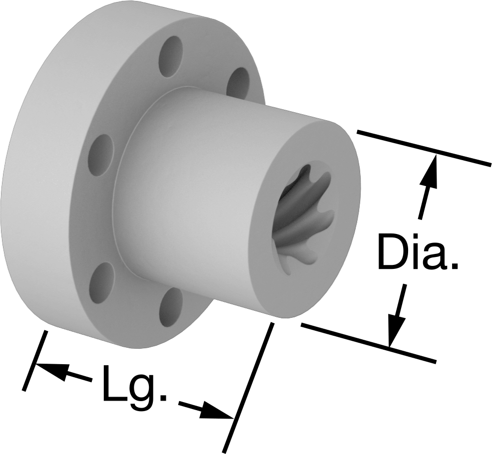Hızlı Hareketli Ultra Hassas Kılavuz Vida için M16 x 5 mm Dişli Flanşlı Somun — M16 × 5 mm, Somun, 1 3⁄8"