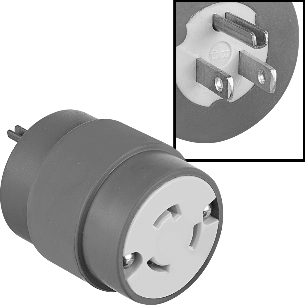 Döner Kilit - Düz Uçlu Adaptör, NEMA 5-15 Fiş x NEMA L5-20 Priz — Straight Blade, Turn Lock, 5-15, L5-20, Dişi, Erkek