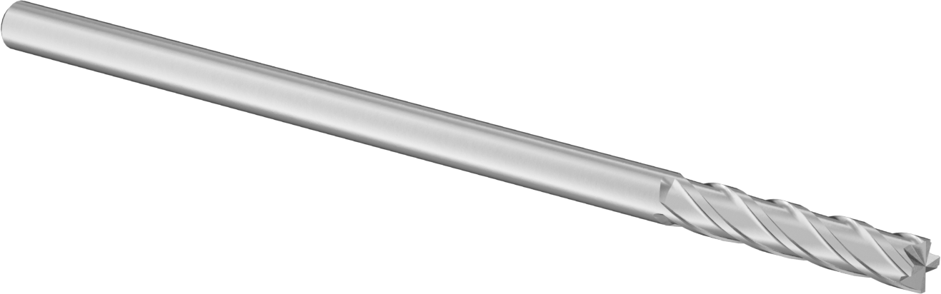 Karbür Freze Ucu, Kare Uç, TIALN Kaplama, 4 Kanallı, 3/16" Freze Çapı, Toplam 4" Uzunluk