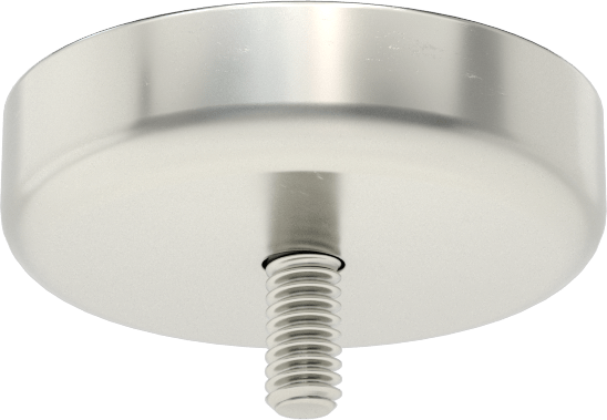 Kapalı Seramik Mıknatıs, Dişli Saplamalı, Nikel Kaplı Çelik Kasa, 1/2" Kalınlık, 2" Dış Çap