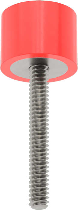 Güçlendirilmiş Dişli Tampon, Çelik Çekirdek, Poliüretan, 1-3/8" Uzunluk 10-24 Saplama, Durometre 80A