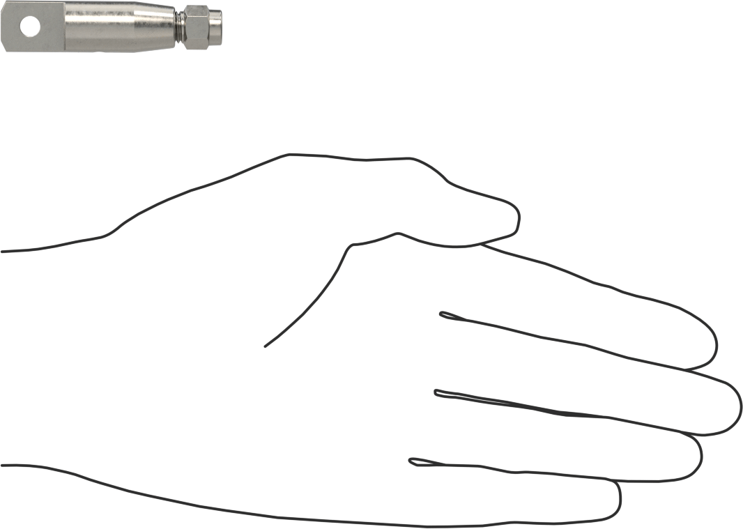 Plug-Lock Tel Halat Bağlantı Parçası - Kaldırma için, 316 Paslanmaz Çelik, Halkalı Uç, 3/64" ila 1/16" Halat Çapı için