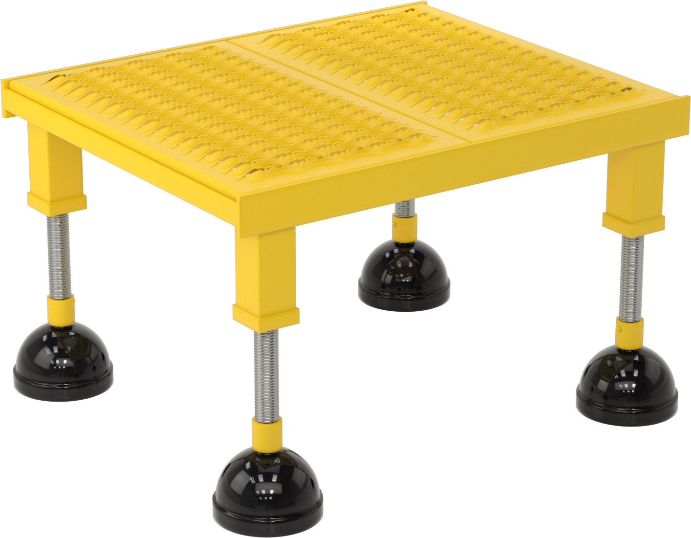 Yuvarlanan Çalışma Platformu, Sarı Toz Boyalı Çelik, 11.5" ila 15" Yükseklik x 24" Toplam Genişlik — 1, Cal/OSHA Compliant Title 8 Sectio…