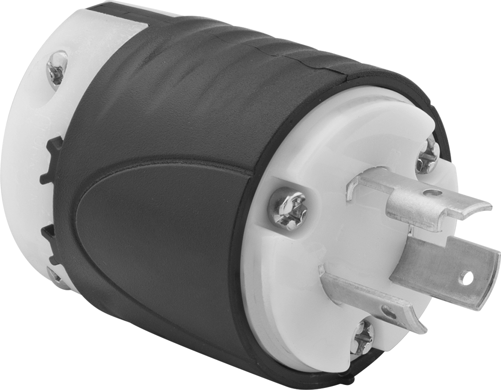 Döndürerek Kilitleme Konektörü, Üç Bıçaklı Düz Fiş, Topraklanmış, NEMA L5-20 — L5-20, 125V AC, 20 amp