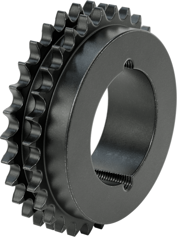 Taper-Lock Burç-Delik Çift Sıralı Dişli, ANSI 50-2 Makaralı Zincir için, Çelik, 30 Diş