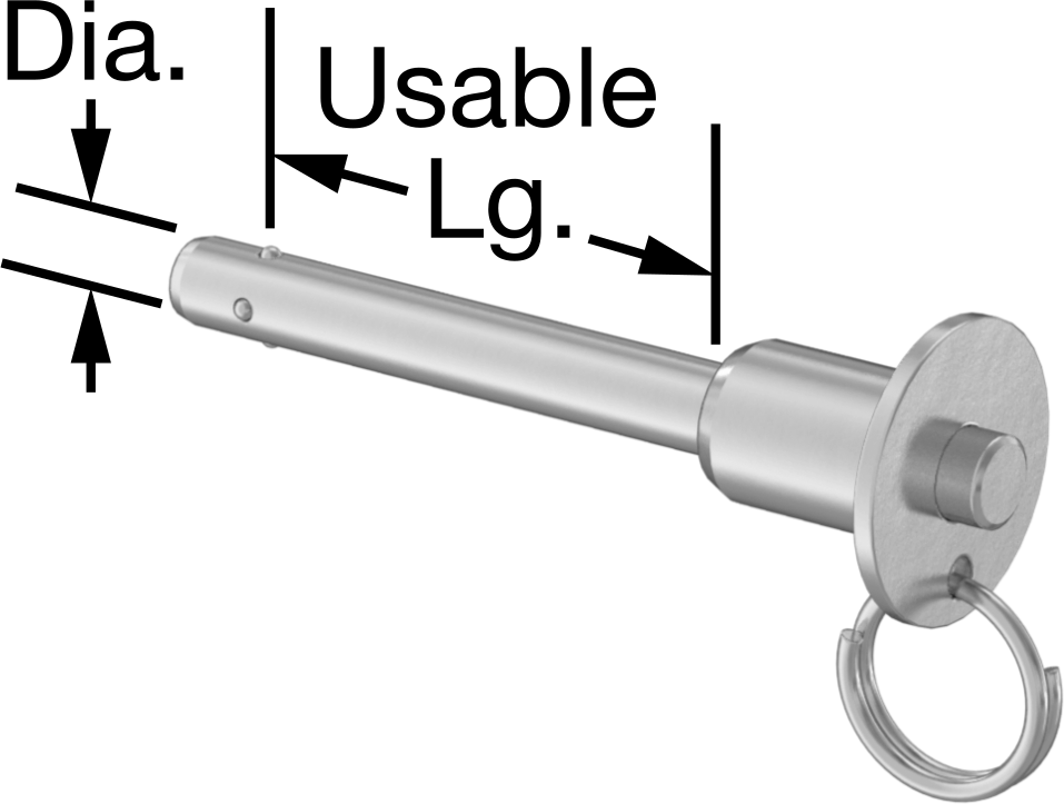 Topuzlu Tutamaklı Kilitleme Hızlı Açma Pimi, Strong-Hold, 17-4 PH Paslanmaz Çelik, 1/4" Çap, 1/2" Kullanılabilir Uzunluk