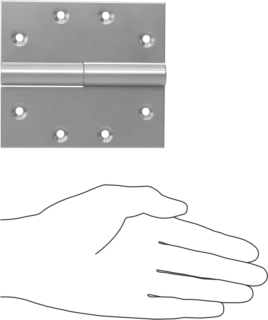 Kaldırmalı Giriş Kapısı Menteşesi, 304 Paslanmaz Çelik, 4-1/2" x 2" Kapı Kanadı, Sol Yan Kapı Montajı