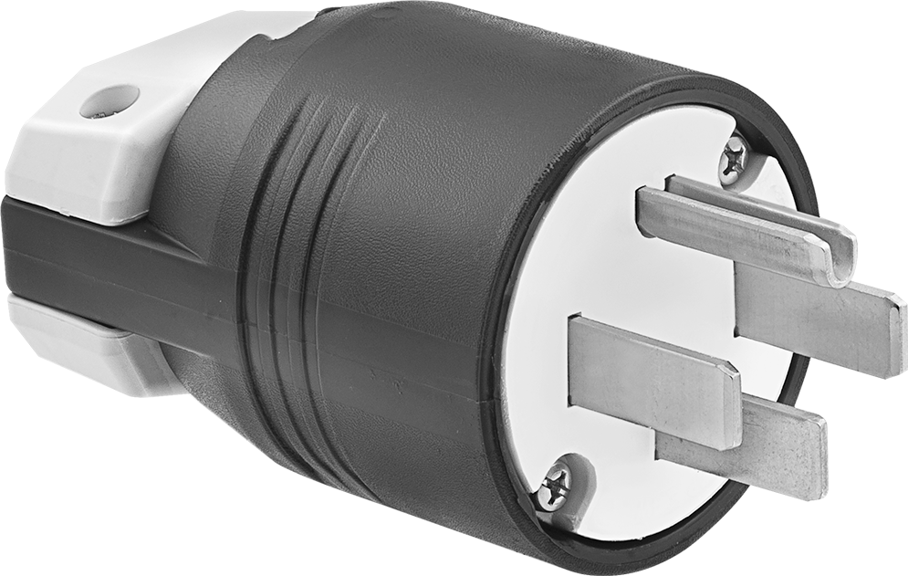 Premium Düz Bıçaklı Konektör, Dört uçlu düz fiş, Topraklanmış, NEMA 14-50, Siyah — 125V AC/250V AC, Erkek, 50A