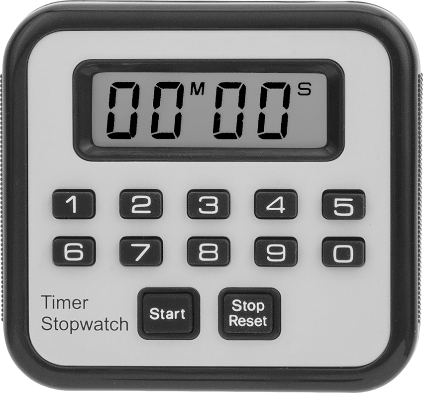 NIST Sertifikalı Dijital Zamanlayıcı, Yukarı/Aşağı Sayma İşlevli, 2-1/4" Yükseklik, Mavi — Pil, Count Down, Count Up, Pause, 100 min.