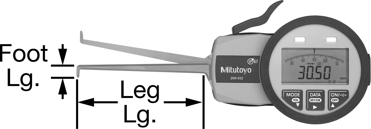 Mitutoyo Dijital İç Delik Kaliperleri, 0.2" ila 0.59" ve 5 mm ila 15 mm Aralığı