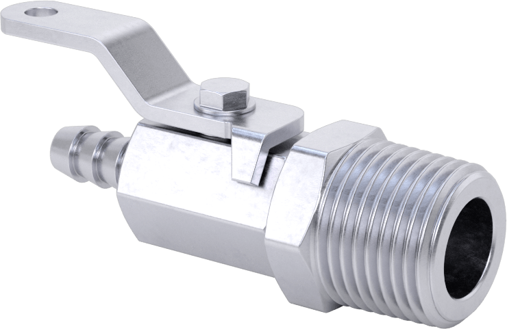 Nikel Kaplı Pirinç Gövdeli Açma/Kapama Vanası, 1/2 NPT Erkek x 1/4" İç Çaplı Boru için Standart Tırnaklı Bağlantı Elemanı
