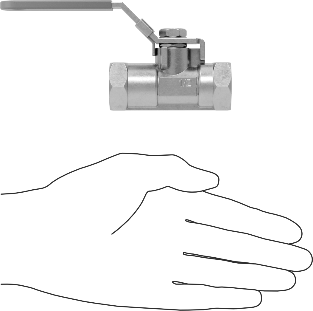 Yakıt için 316 Paslanmaz Çelik Açma/Kapama Vanası, Grafit Conta, 1/2 NPT Dişi, 1000 PSI @ 200°F Maksimum