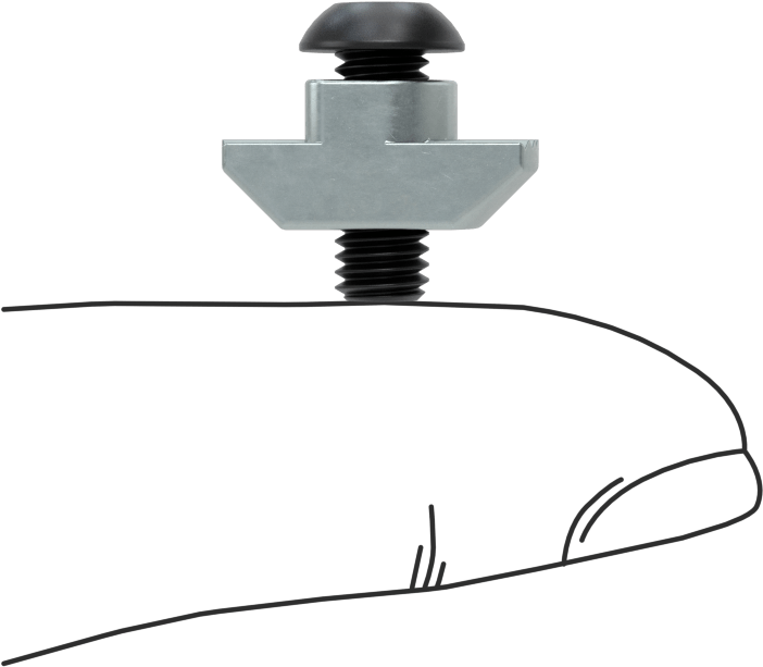 T-Yuvalı Çerçeve Bağlantı Elemanları, Çekiç Somunu, 1.5 inç ve 40 mm Ray, 10-32 Düğme Başlı