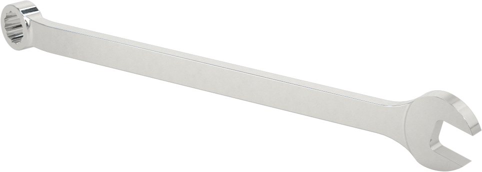 Parlatılmış Krom Kaplama Kombinasyon Anahtarı, 12 Noktalı Açıklıklı, 3/8" Boyut, 6-1/2" Toplam Uzunluk