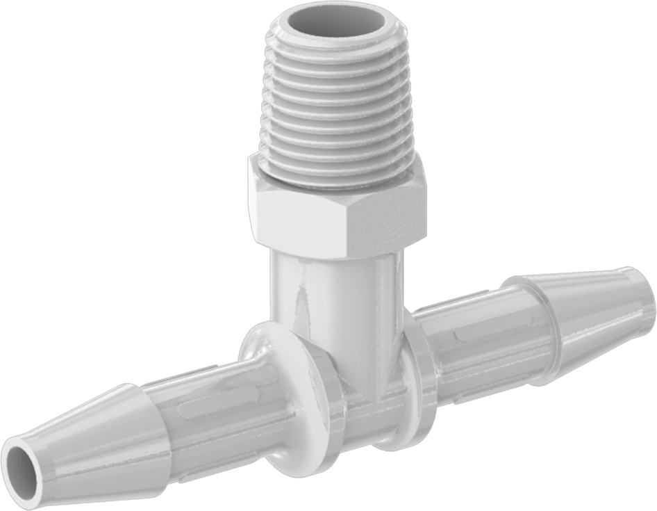 Gıda ve İçecek için Süper Akışlı Tırnaklı Bağlantı Elemanı, 1/4" İç Çap x 1/8 NPT Erkek için Polietilen T — 1⁄4", T-Parçası, Plastic, Pol…