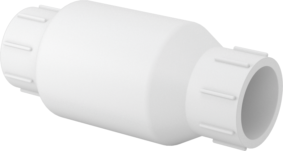 İçme Suyu için PVC Çekvalf, Yaylı Pistonlu, Beyaz, 1 Soket Bağlantısı