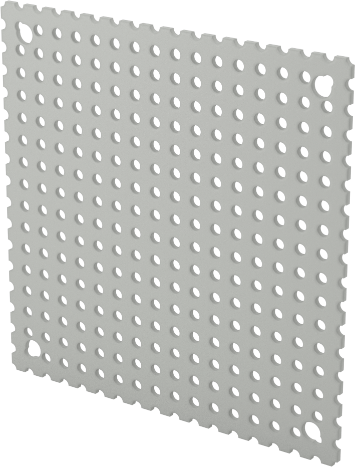 Delikli Elektrik Muhafaza Paneli, Gri Toz Boyalı Çelik, 4-1/4" Yükseklik x 4-1/4" Genişlik