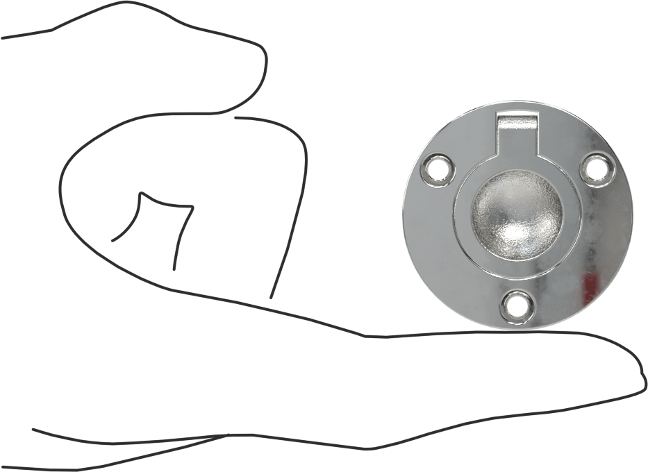 Montaj Plakalı Gömme Katlanır Çekme Kolu, Oval Tutamak, Pirinç, 9/16" Genişlikte Tutamak, 1-1/16" Çıkıntı