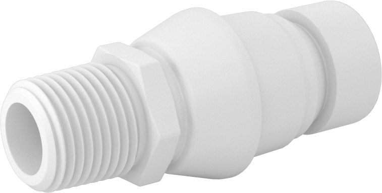 Hava ve Su için Yüksek Akışlı Hızlı Bağlantı Tüp Bağlantısı, Asetal Plastik Tapa, 1/2 NPT Erkek, 1/2 Kaplin Boyutu