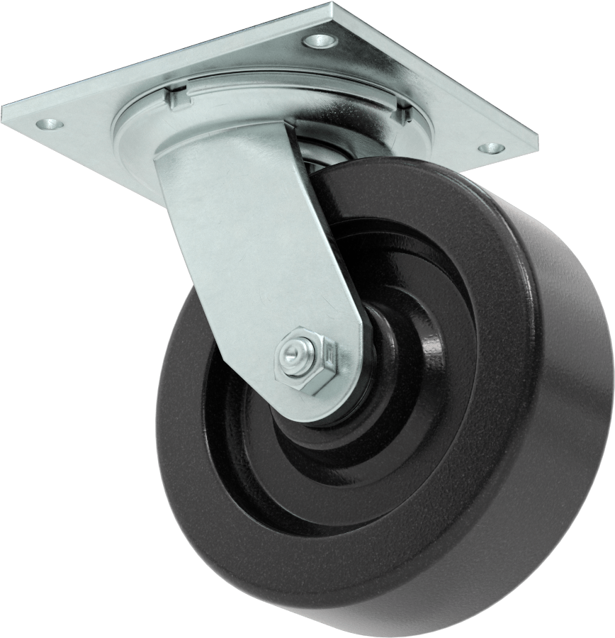 5-1/2" x 5" Plakalı Yüksek Kapasiteli Spartan Tekerlek, Sızdırmaz Rulmanlı ve 6" Çapında Fenolik Tekerlekli Döner