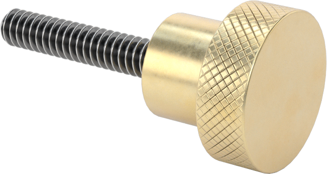 Pirinç Topuz, 10-24 Dişli 1" Uzunlukta Saplamalı, 3/4" Baş Çapı — 10-24, 1", Pirinç