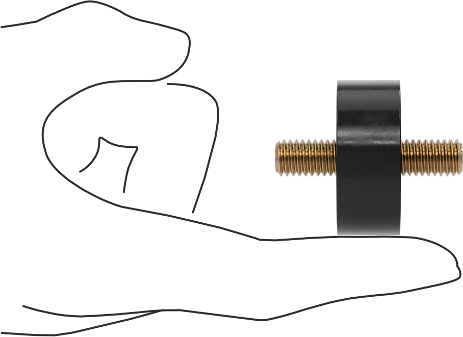 Titreşim Sönümleyici Sandviç Montaj, 3/8"-16 Çelik Saplamalı Doğal Kauçuk, 375 lbs. Kapasite