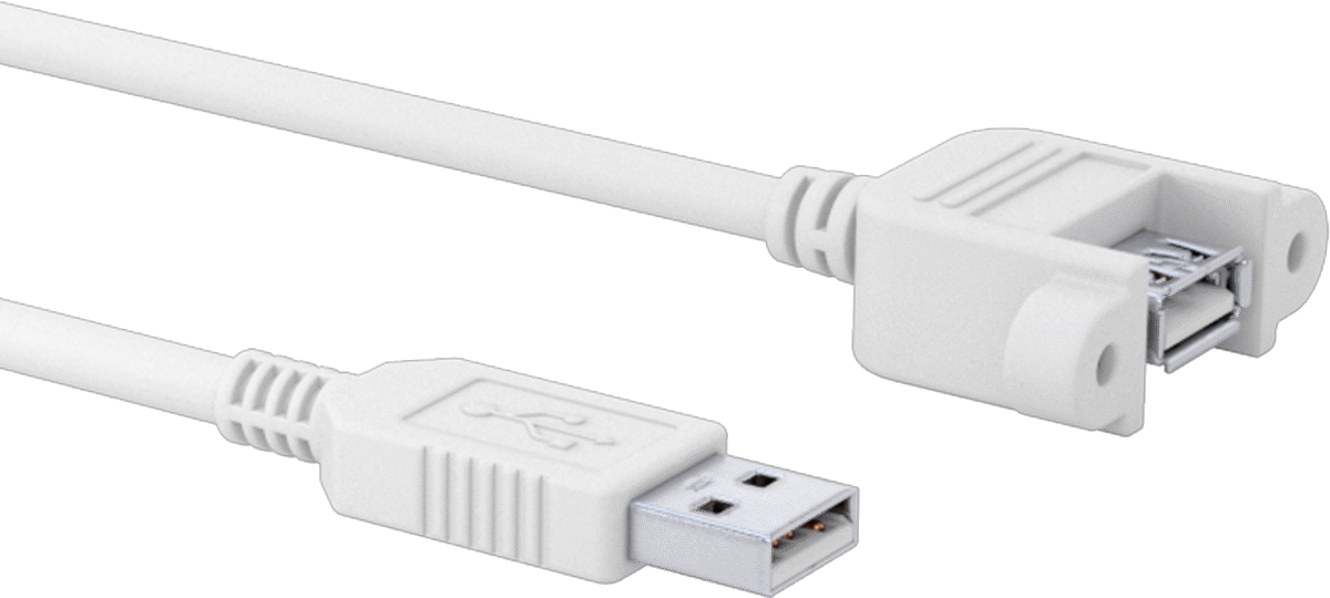 Panele Monte USB Kablosu, USB 2.0, 2 Montaj Deliği Olan A Fiş x A Soket, 6' Uzunluk