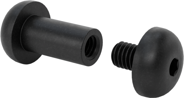 18-8 Paslanmaz Çelik Altıgen Tahrikli Bağlama Silindiri ve Vida, Siyah Oksit, M4 x 0.7 mm Diş, 12 mm ila 14 mm Kalınlık için