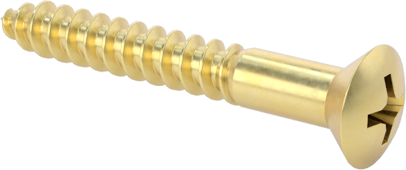 Ahşap için Phillips Oval Başlı Vidalar, Pirinç, Numara 5 Vida Boyutu, 1" Uzunluk — Oval, Phillips, No. 5