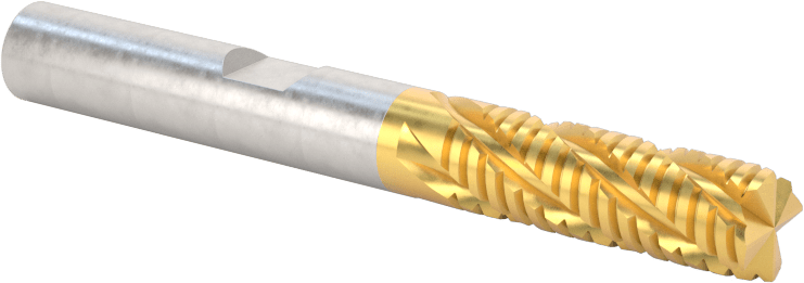 Kaba İşleme Karbür Kare Uçlu Freze, TiN Kaplamalı, 4 Kanallı, 6 mm Freze Çapı, 19 mm Uzunluğunda Kesim