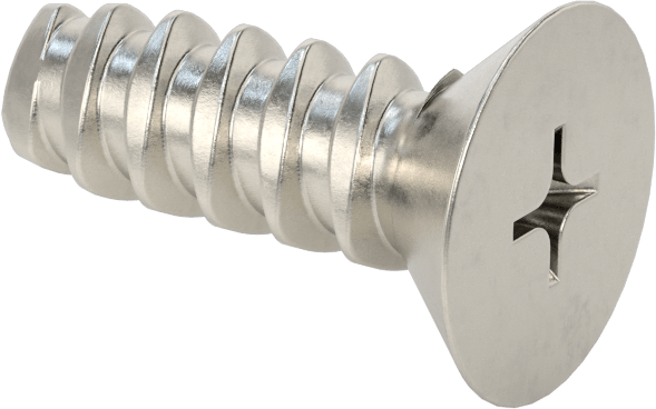 Plastik için Paslanmaz Çelik Havşa Başlı Diş Açıcı Vidalar, Phillips Tahrik, 1/4" Vida Boyutu, 3/4" Uzunluk