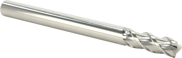 Hızlı Kesim Karbür Yuvarlak Kenarlı Kare Uçlu Freze, Kaplamasız, 1/8" Freze Çapı, 0.01 inç Köşe Kesim Yarıçapı