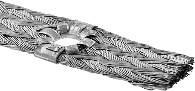 Esnek Örgülü Topraklama Kayışı, Halkalı Bağlantılı, Yalıtımsız, 10 AWG Eşdeğeri — 1⁄2", 10, Bakır