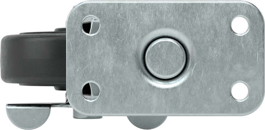 3" x 1-3/4" Plakalı Mighty-Lite Tekerlek, Frenli ve 3" Çapında 70A Durometreli Kauçuk Tekerlekli Döner Tekerlek