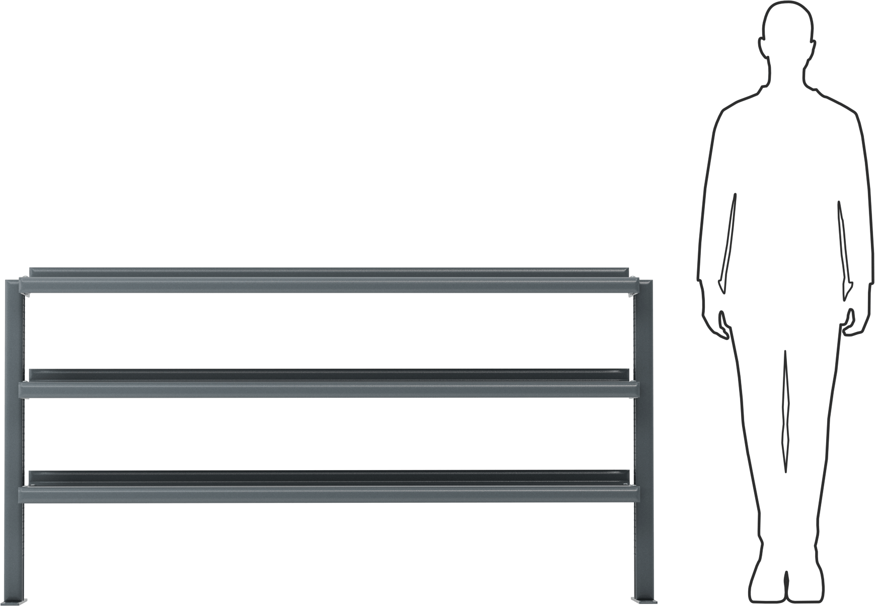 72" Genişlik x, 36" Yükseklik Tezgahlar için 3 Ayarlanabilir Üst Raf