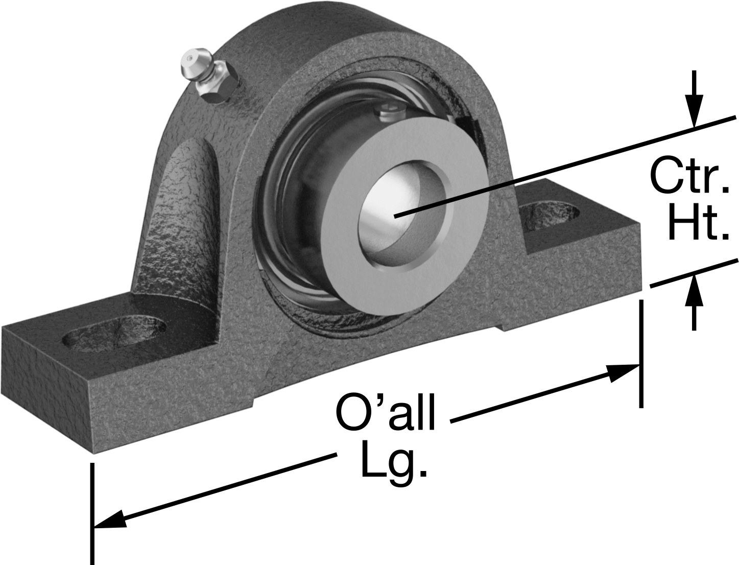 Dökme Demir Muhafazalı Montajlı Çelik Bilyalı Rulman, Eksantrik Kilit, 20 mm Mil Çapı için, Toplam 39.5 mm Genişlik